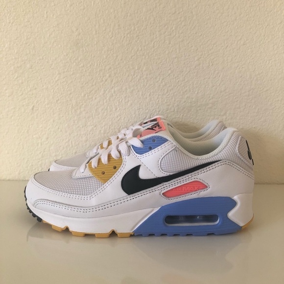 Nike Women's Air Max 90 White/Pure Platinum/Solar Flare/Black Size